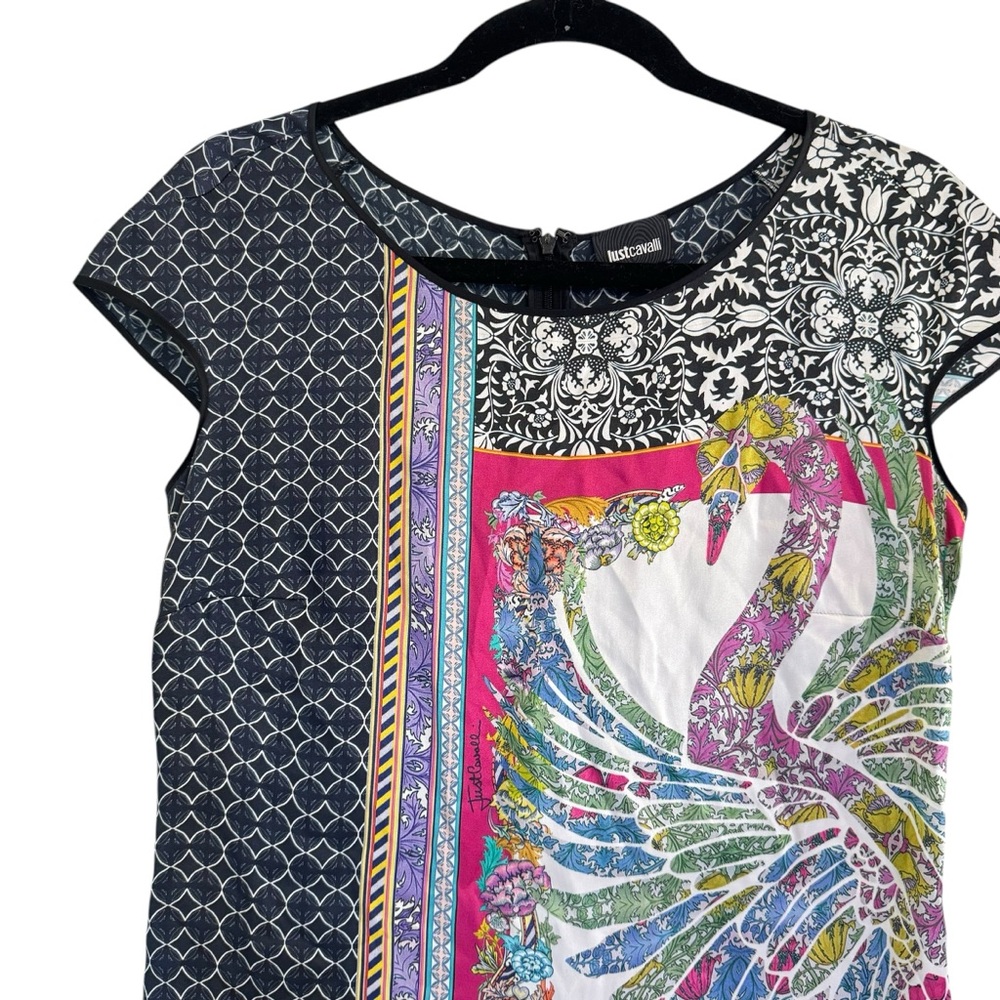JustCavalli Roberto Cavalli 100% Silk Bandana Print Mini Dress Size 42 (US 6) - Picture 3 of 16
